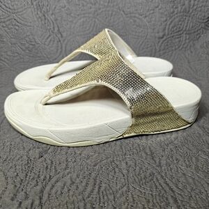 FitFlop Lulu Sequin Thong Wedge Slip On Open Toe Flip Flops Size 8